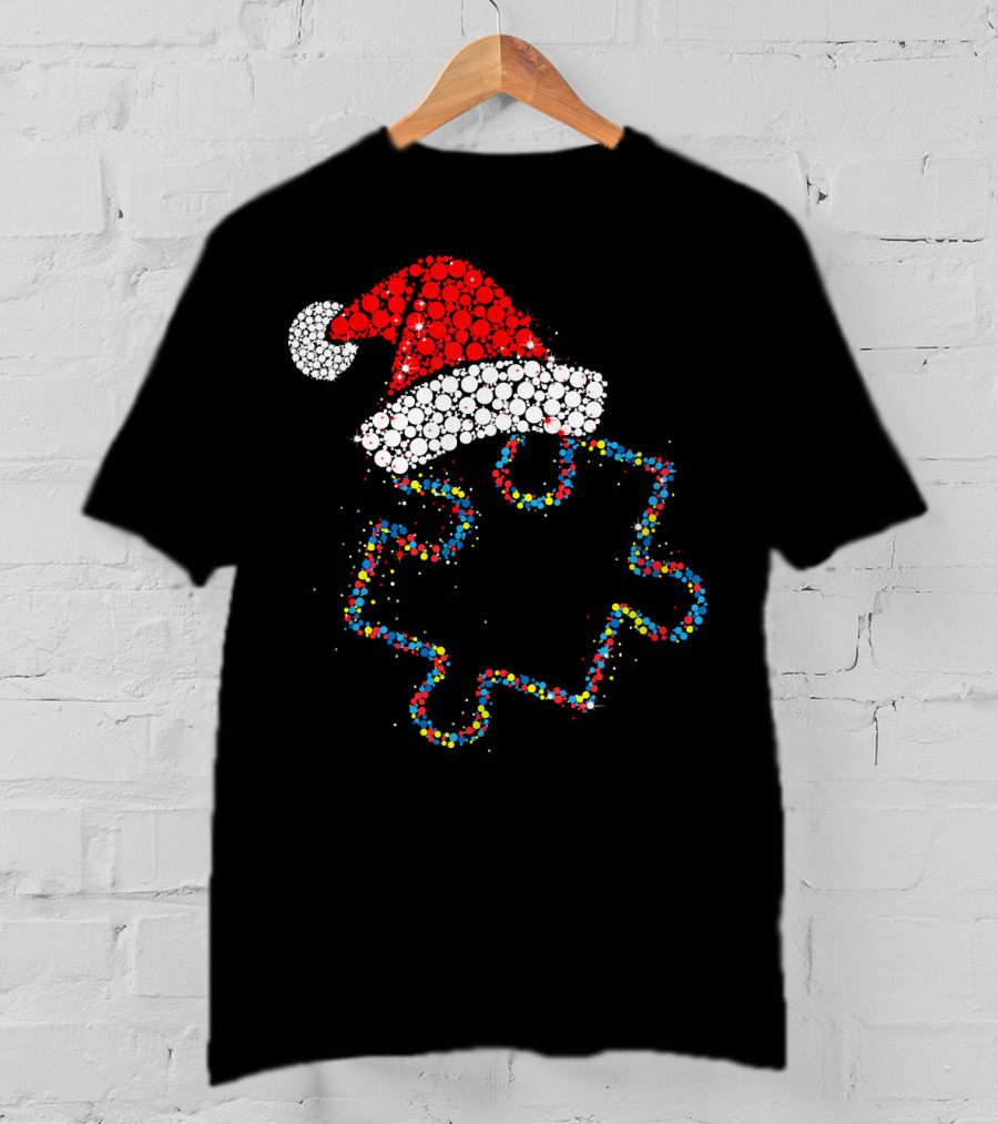 Puzzle Santa Merry Christmas Autism Awareness T-Shirt
