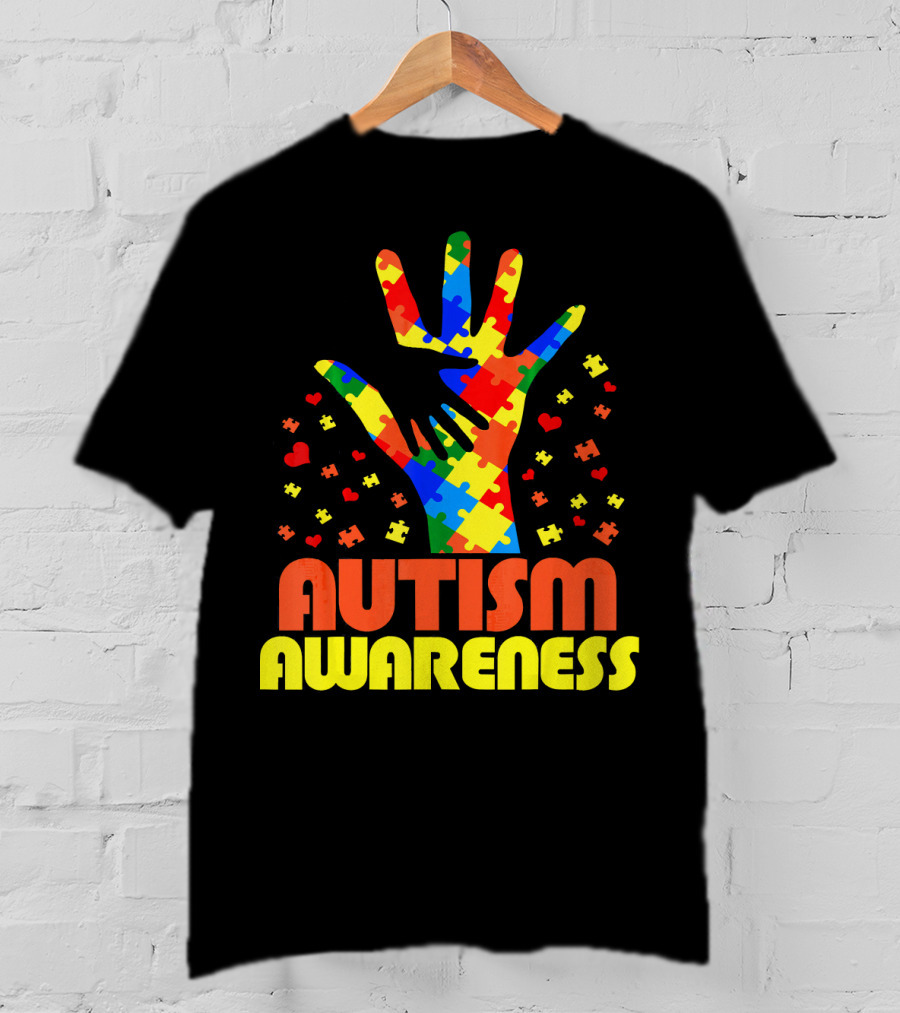 Autism Awareness Puzzle Piece Hand Son Daughter T-Shirt