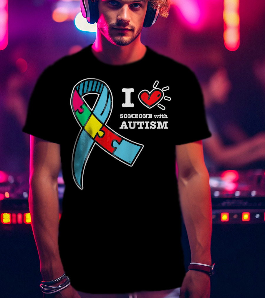 Autism Awareness I Love Someone With Autism Puzzle T-Shirt