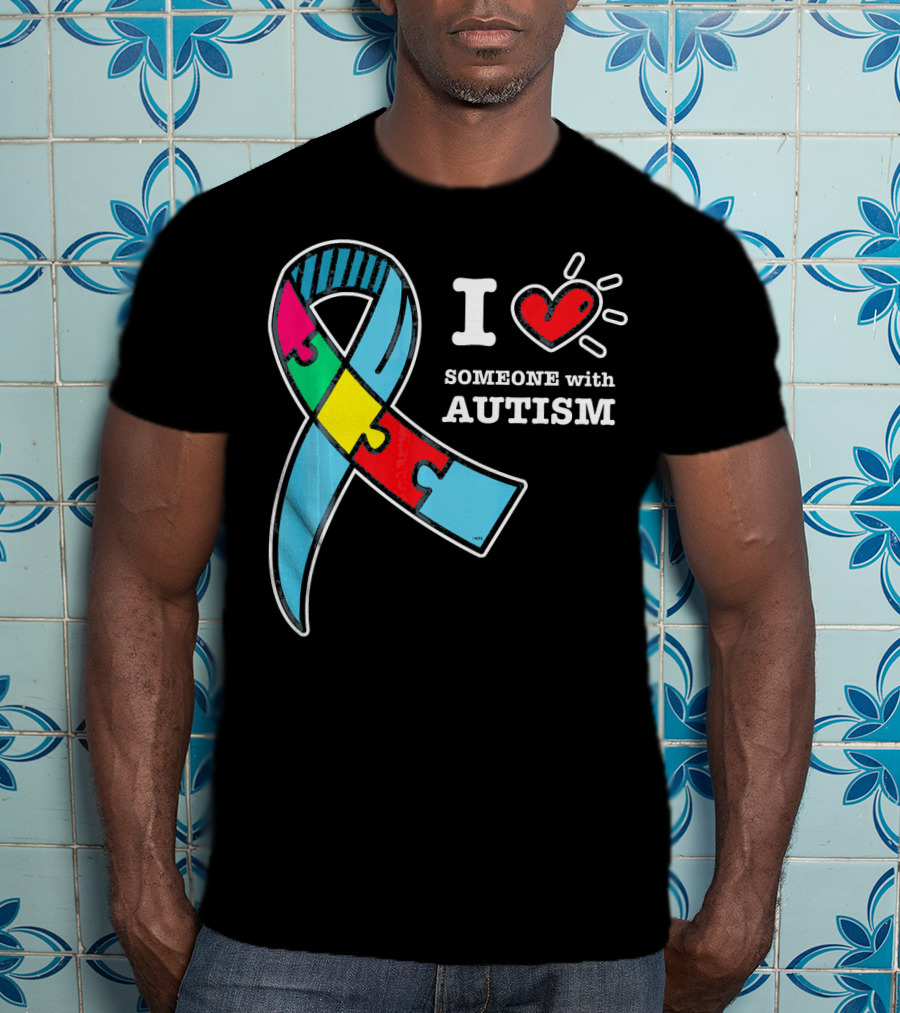 Autism Awareness I Love Someone With Autism Puzzle T-Shirt