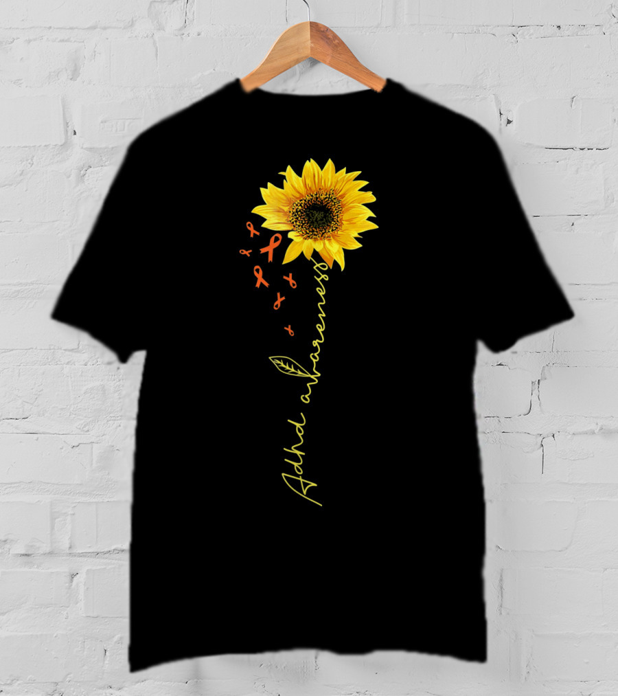 ADHD Awareness Sunflower Ribbon Warrior T-Shirt