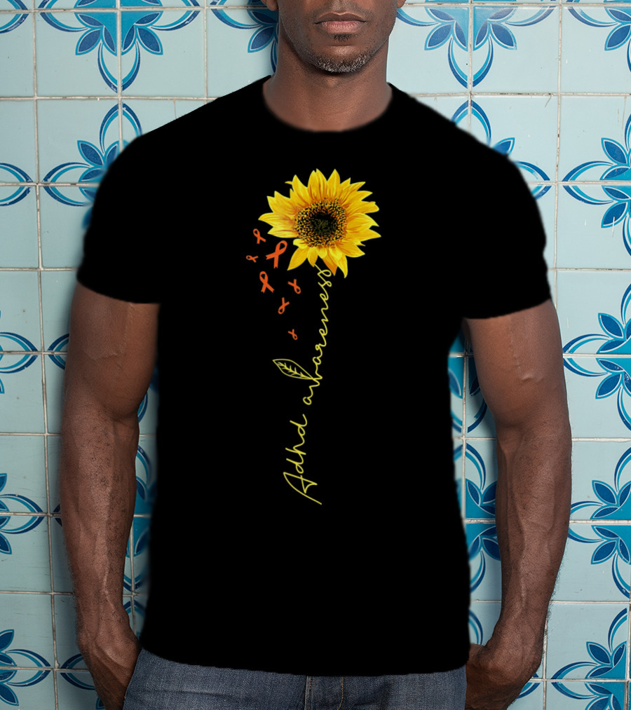 ADHD Awareness Sunflower Ribbon Warrior T-Shirt