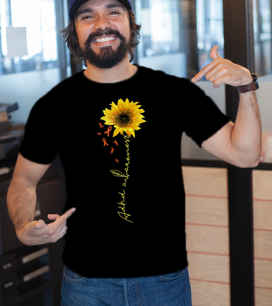 ADHD Awareness Sunflower Ribbon Warrior T-Shirt
