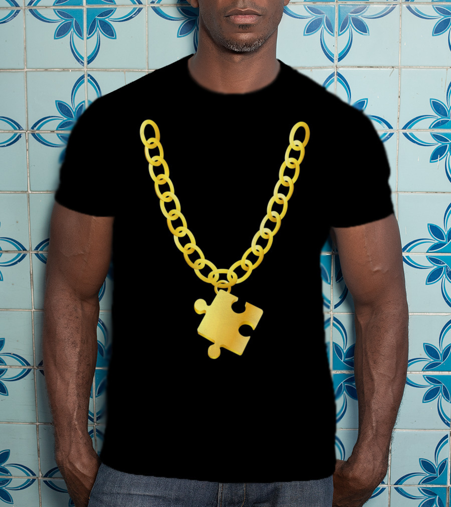 Original Autism Awareness Gold Puzzle Necklace T-Shirt