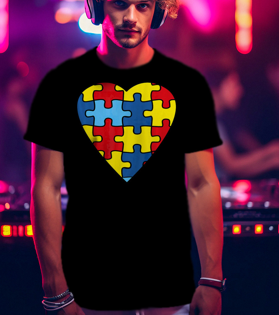 No Words Just Love Puzzle Heart Autism Awareness T-Shirt