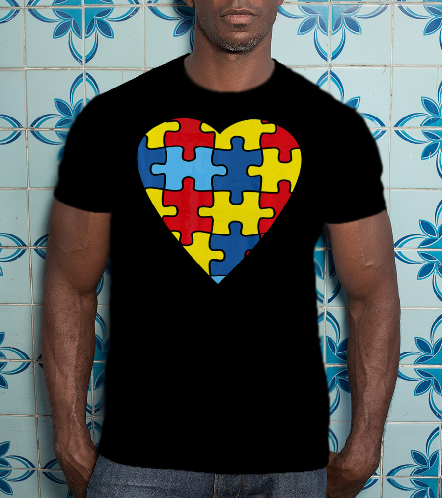 No Words Just Love Puzzle Heart Autism Awareness T-Shirt