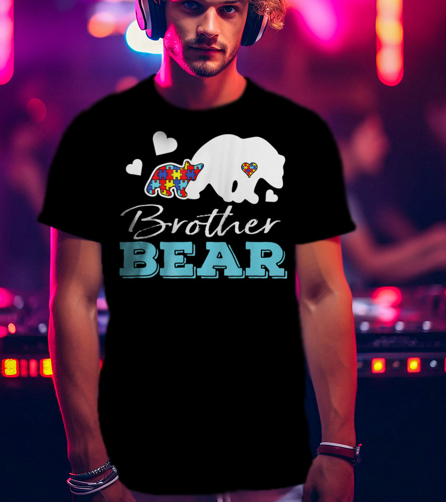 Brother Bear Puzzle Heart Autism Awareness T-Shirt