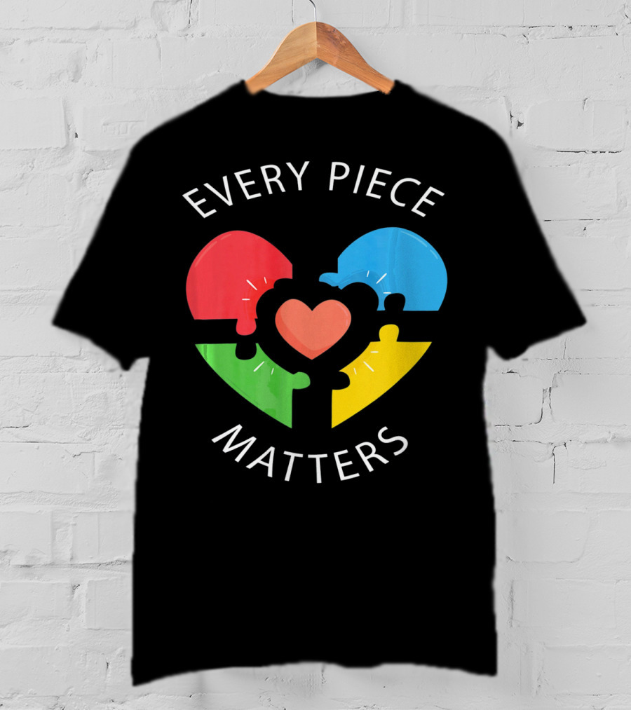 Every Piece Matters Puzzle Heart Colors Autism Awareness T-Shirt