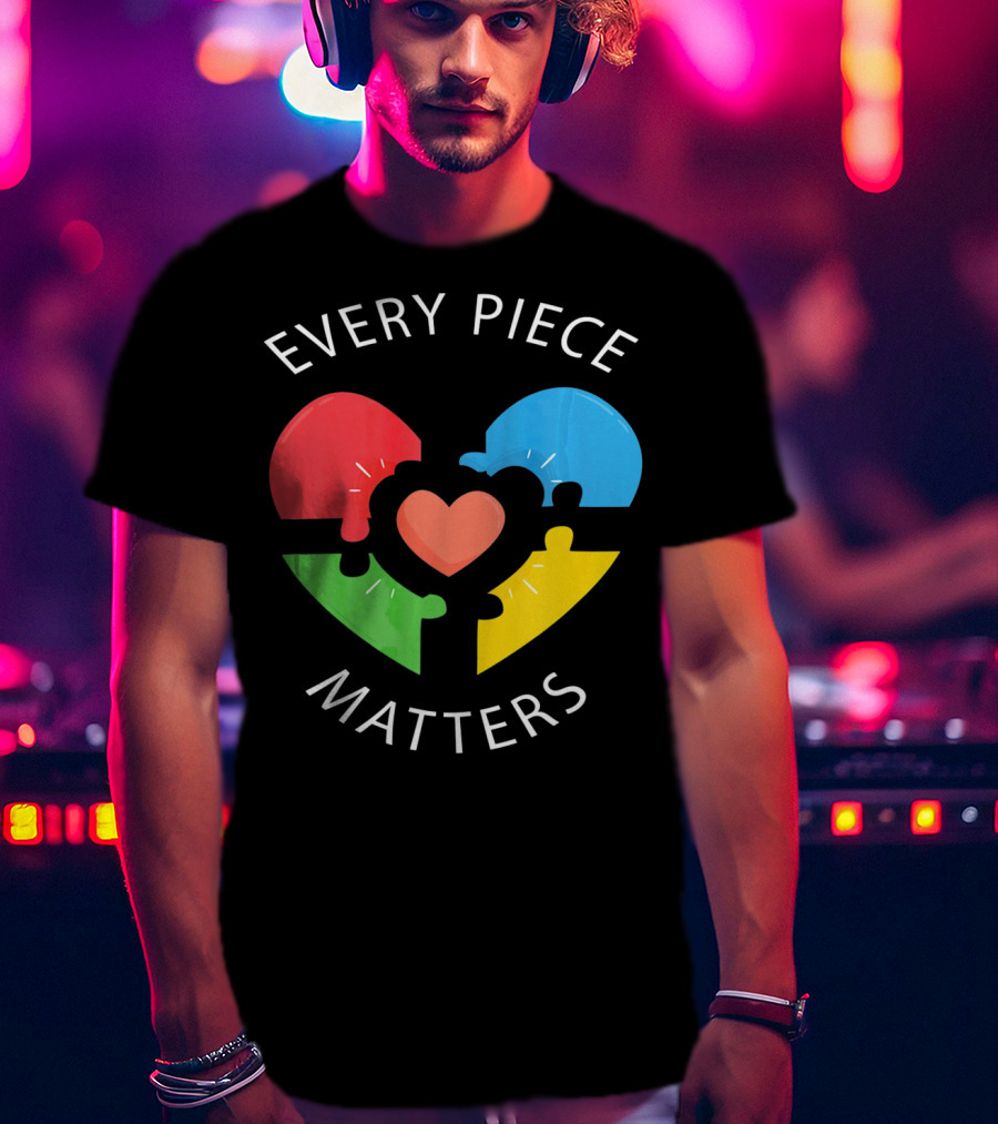 Every Piece Matters Puzzle Heart Colors Autism Awareness T-Shirt