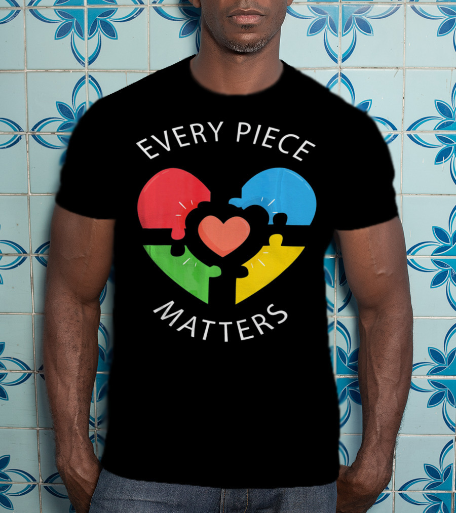 Every Piece Matters Puzzle Heart Colors Autism Awareness T-Shirt