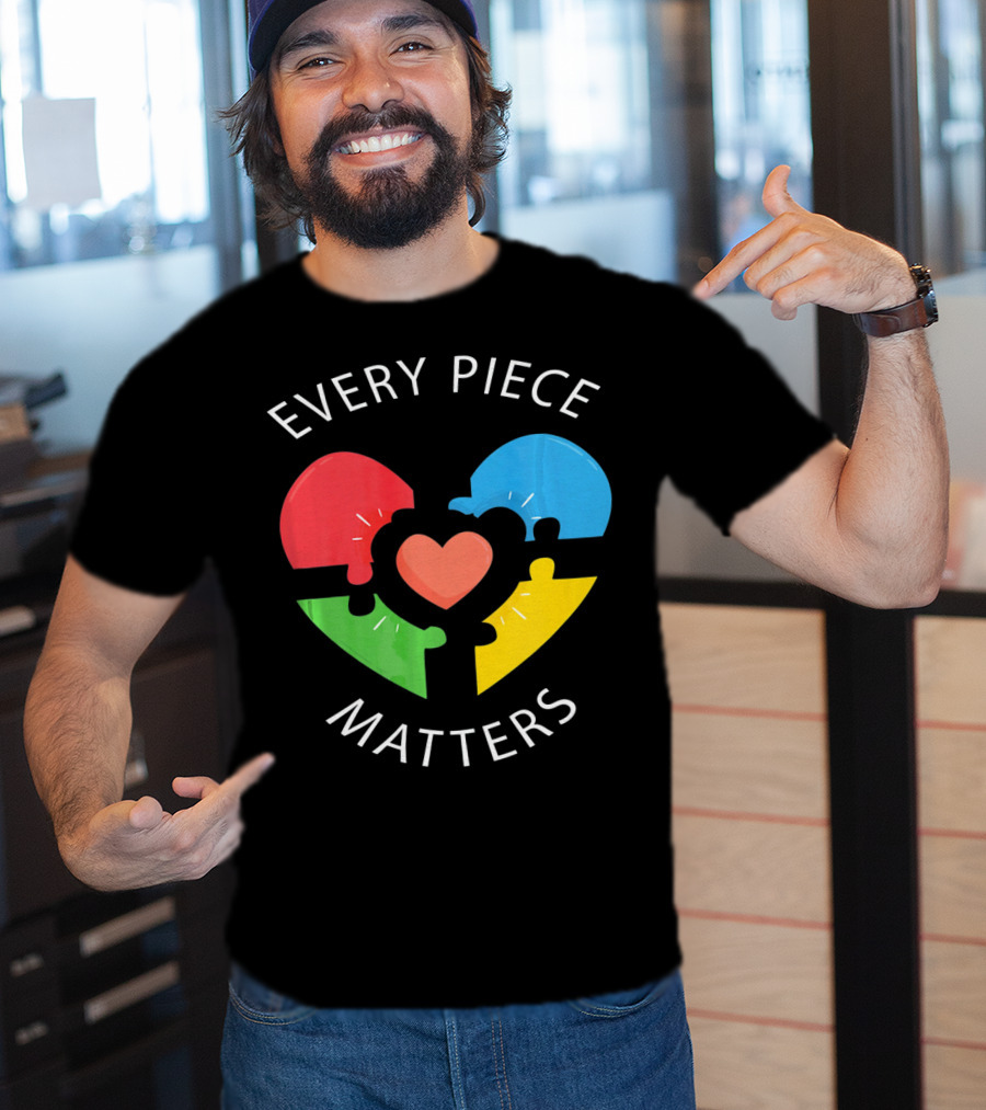 Every Piece Matters Puzzle Heart Colors Autism Awareness T-Shirt