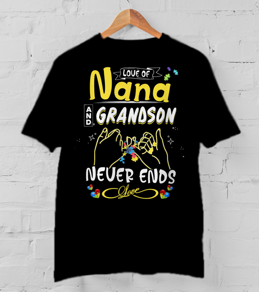 Love Of Nana And Grandson Never Ends Love Puzzle Connection T-Shirt