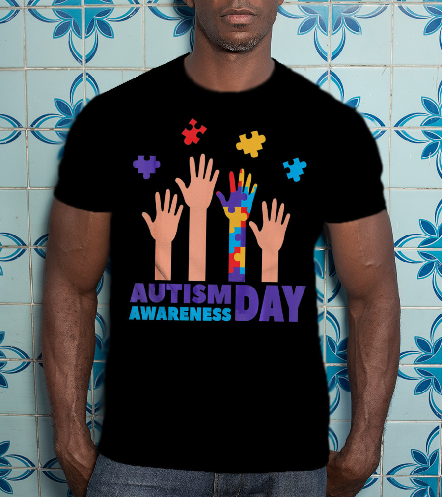 Autism Awareness Day Hands Puzzles T-Shirt