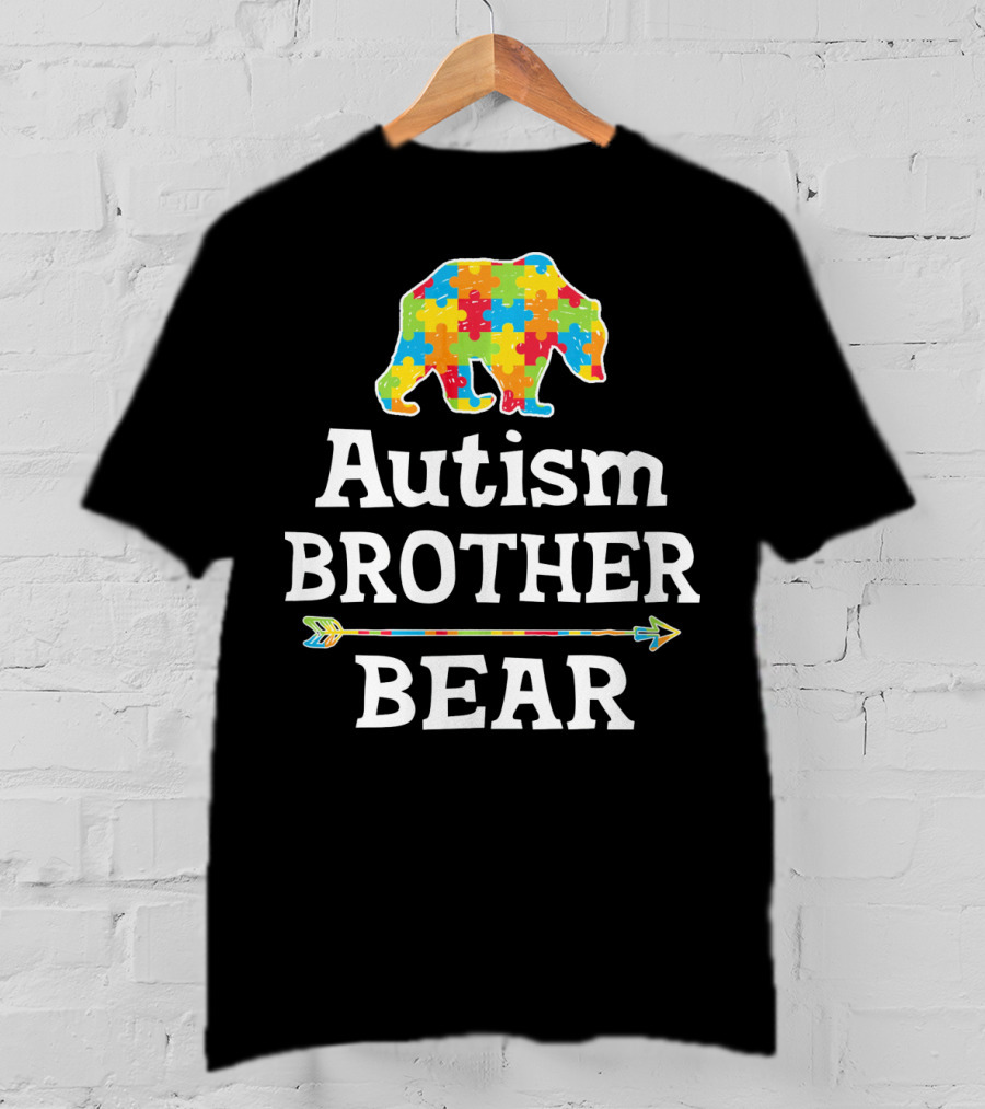 Autism Brother Bear Puzzle Piece Awareness Arrow T-Shirt