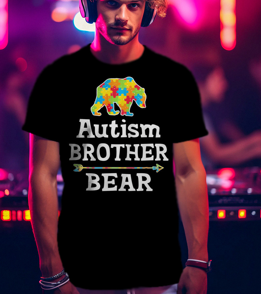 Autism Brother Bear Puzzle Piece Awareness Arrow T-Shirt