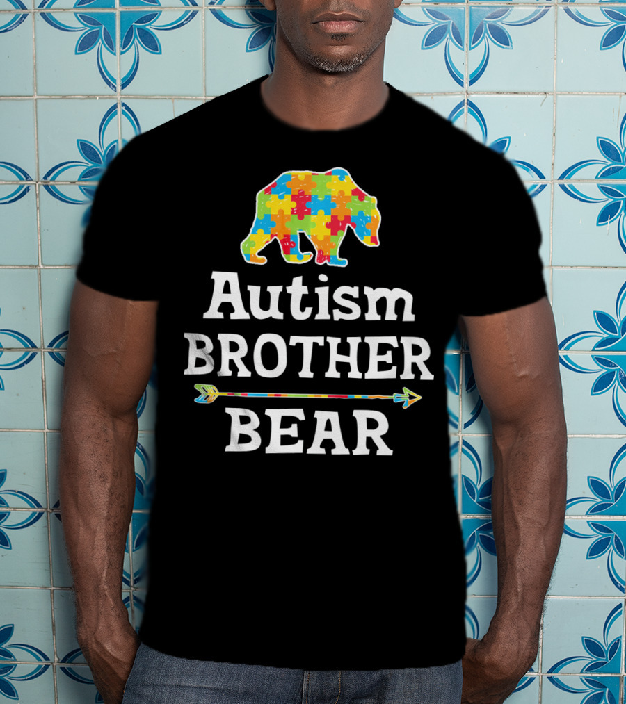 Autism Brother Bear Puzzle Piece Awareness Arrow T-Shirt