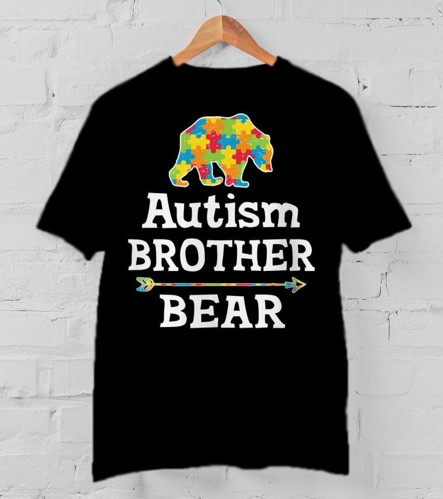 Autism Awareness BROTHER Bear Puzzle Piece Arrow T-Shirt