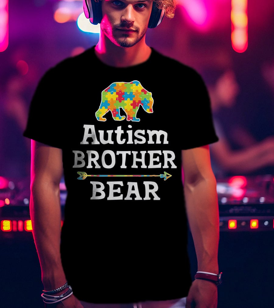 Autism Awareness BROTHER Bear Puzzle Piece Arrow T-Shirt