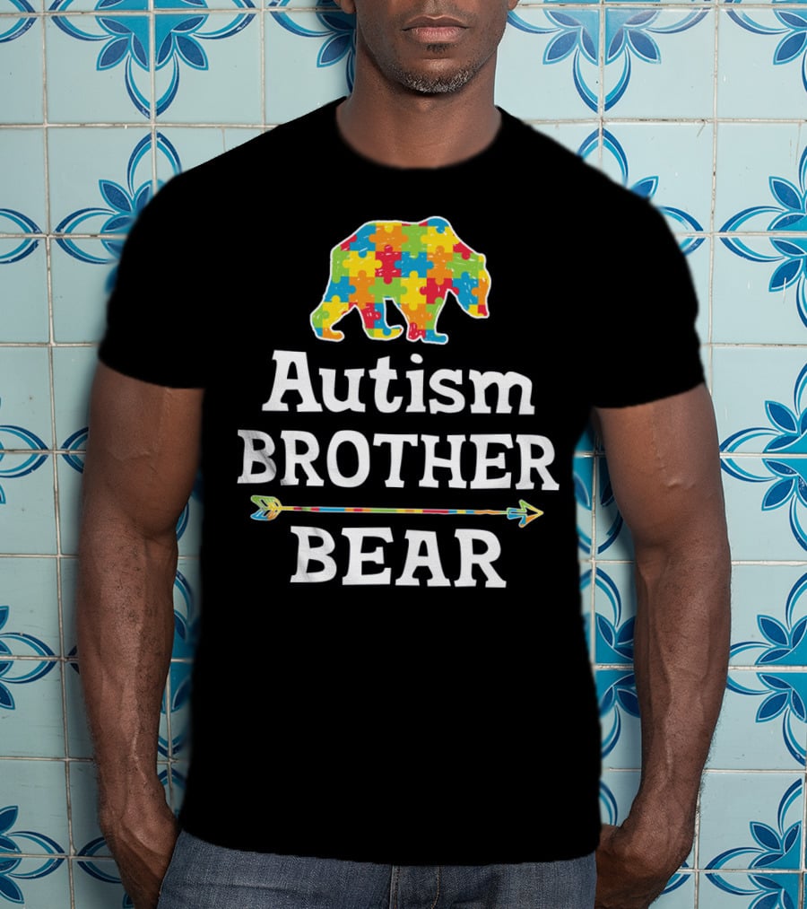 Autism Awareness BROTHER Bear Puzzle Piece Arrow T-Shirt