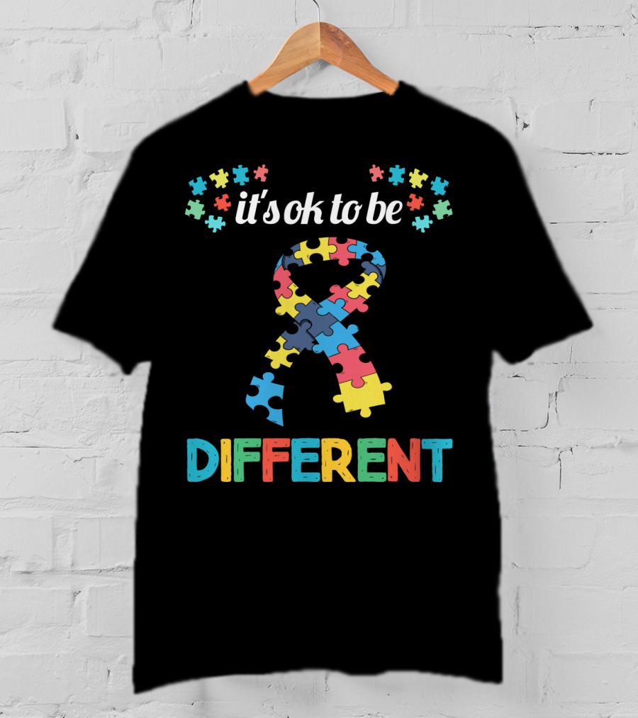 It's Ok To Be Different Autism Awareness Month Puzzle T-Shirt