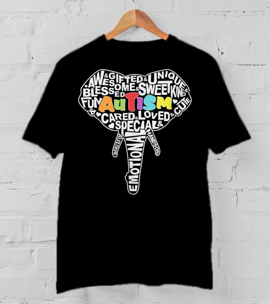 Autism Gifted Awesome Unique Emotional Elephant Face T-Shirt