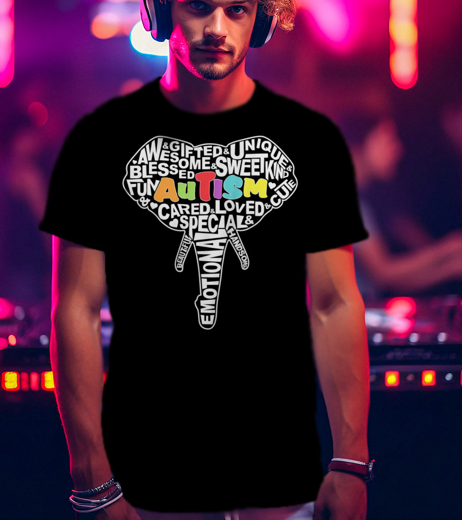 Autism Gifted Awesome Unique Emotional Elephant Face T-Shirt