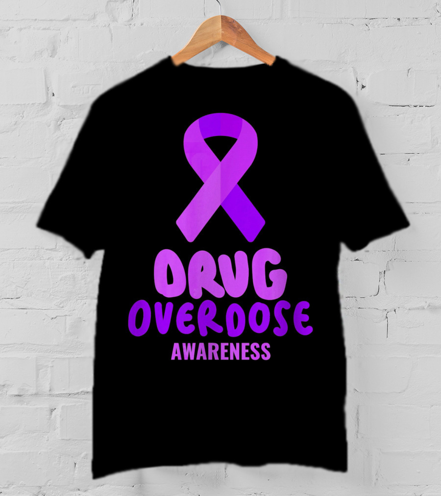 Drug Overdose Awareness Purple Ribbon Awareness T-Shirt
