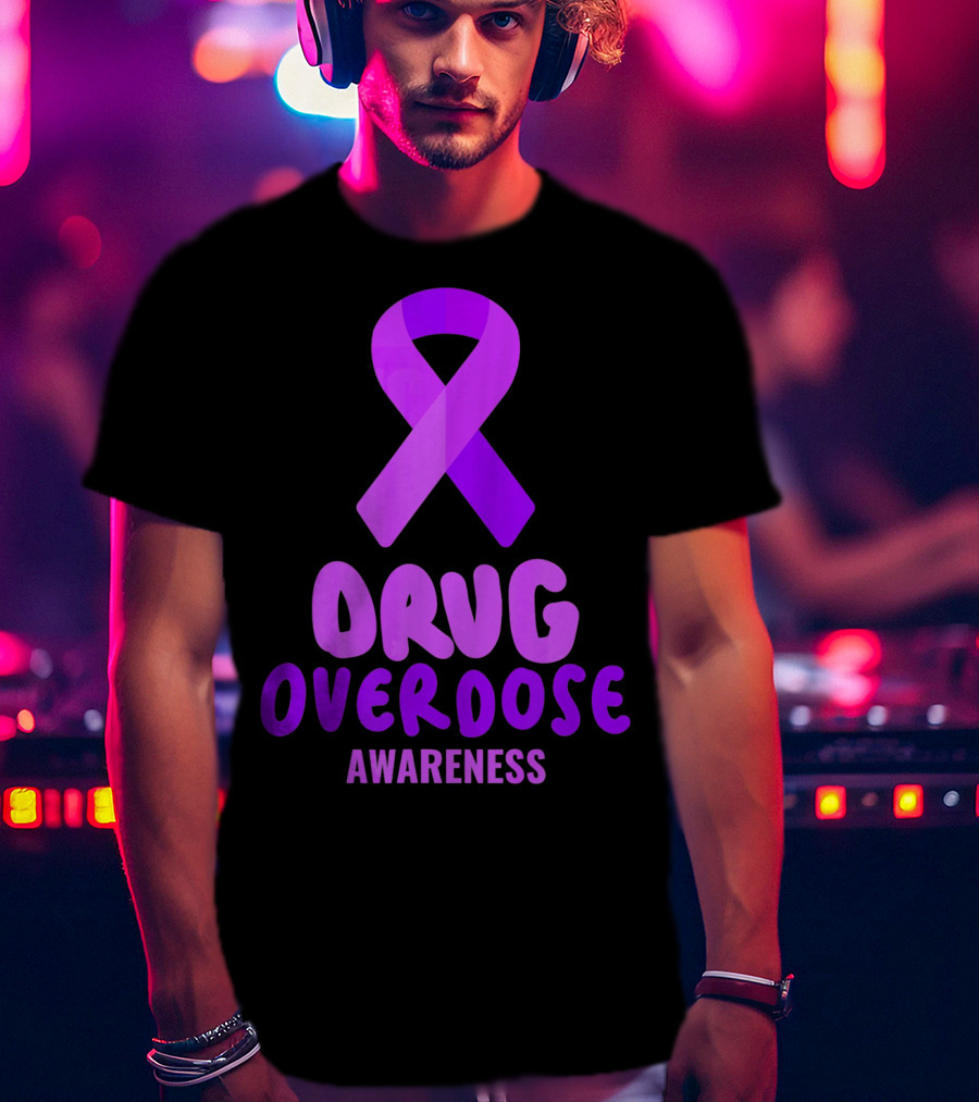 Drug Overdose Awareness Purple Ribbon Awareness T-Shirt