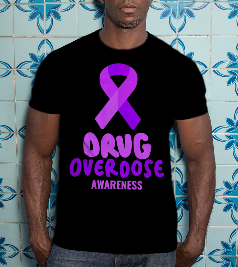 Drug Overdose Awareness Purple Ribbon Awareness T-Shirt