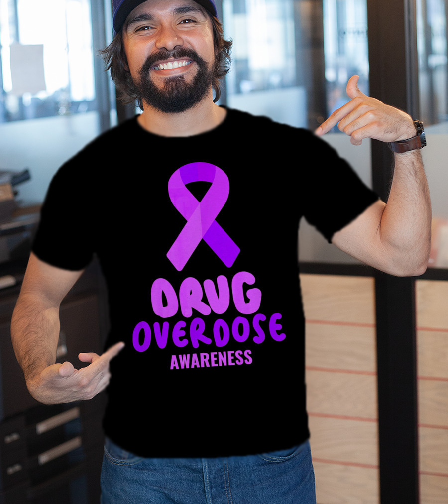 Drug Overdose Awareness Purple Ribbon Awareness T-Shirt