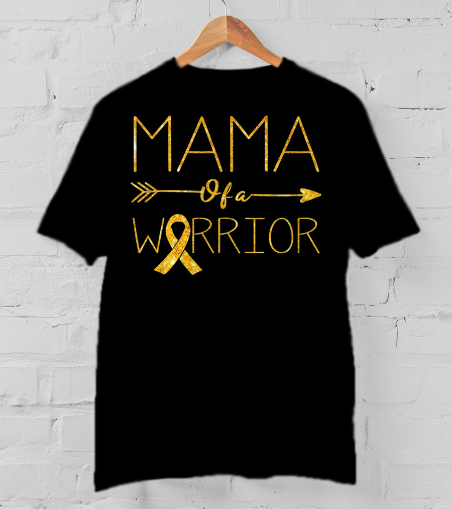 MAMA Of A Warrior Golden Ribbon Childhood Cancer Awareness T-Shirt