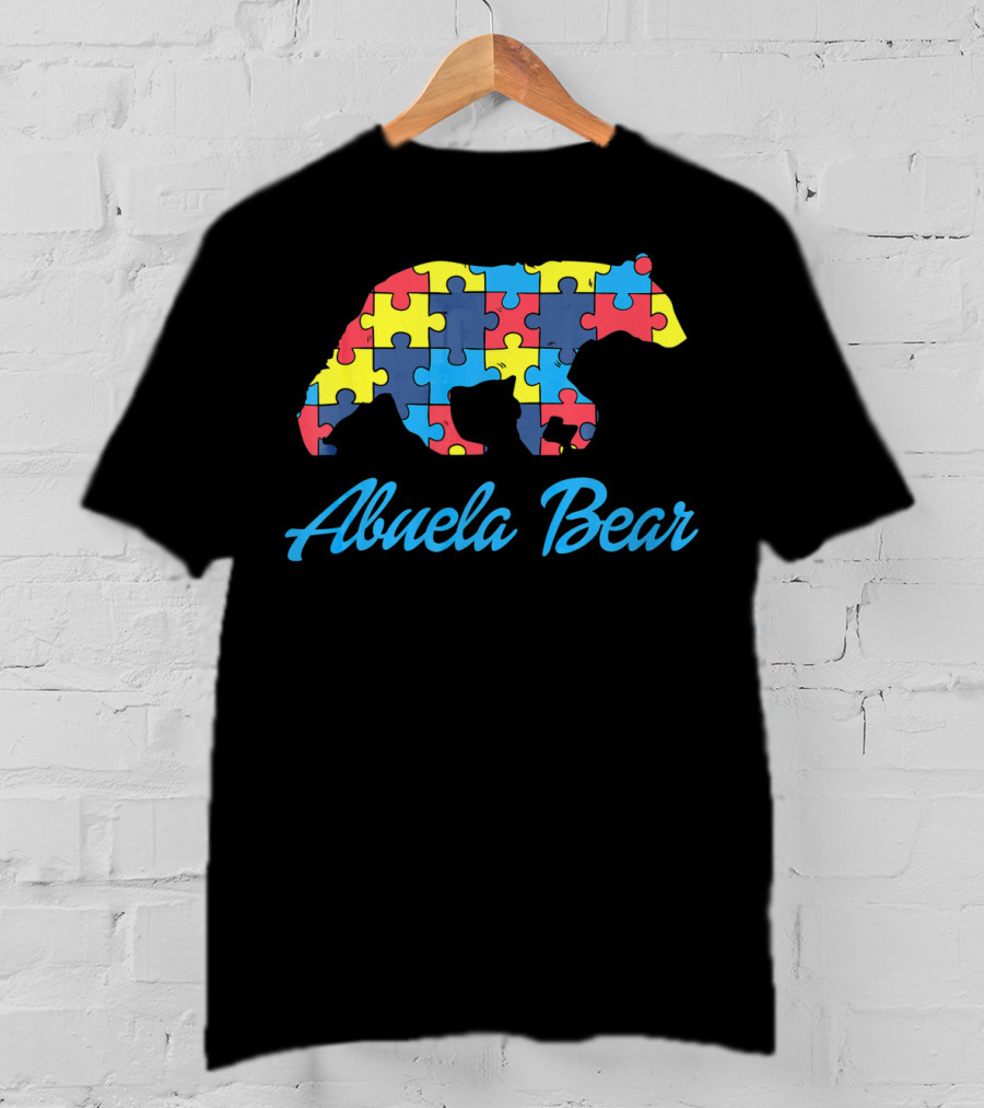Abuela Bear Autism Awareness Puzzle T-Shirt