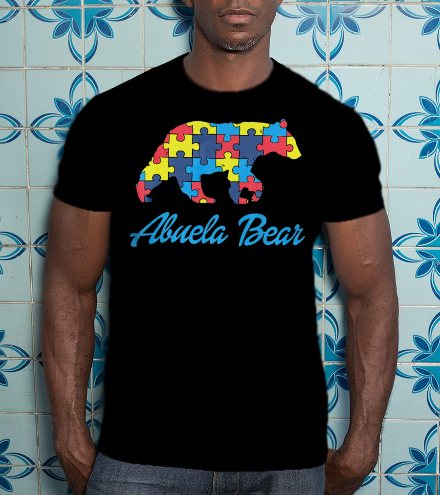 Abuela Bear Autism Awareness Puzzle T-Shirt