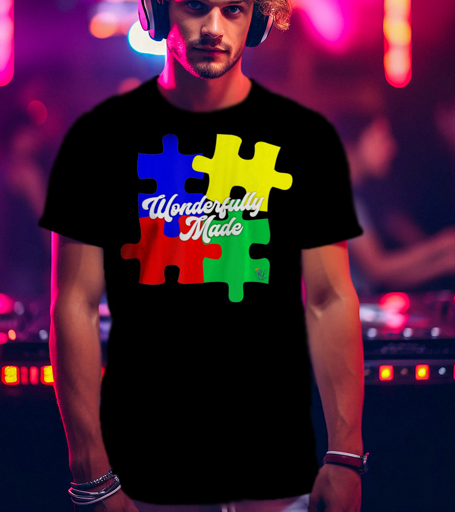 Wonderfully Made Autism Awareness Puzzle Pieces T-Shirt