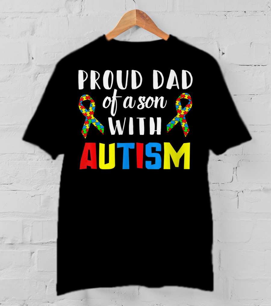 Proud Dad Of A Son With Autism Puzzle T-Shirt