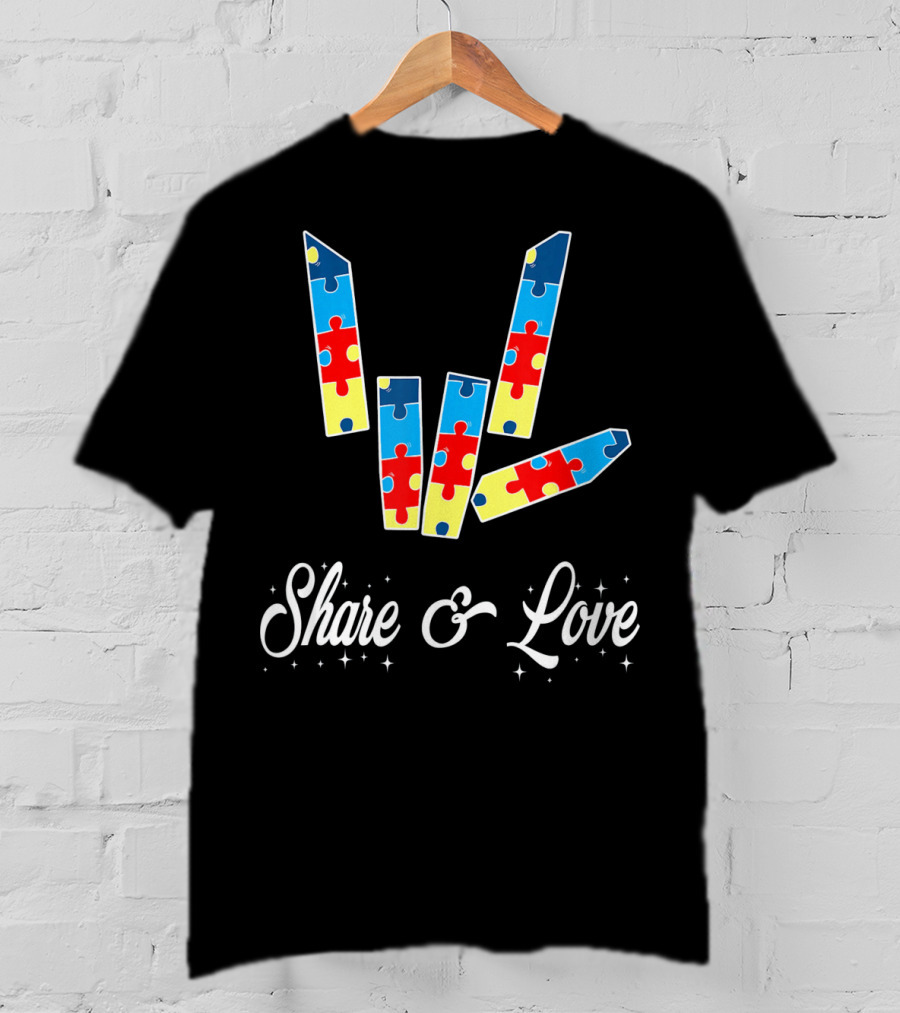 Share And Love Autism Awareness Puzzle Pieces T-Shirt