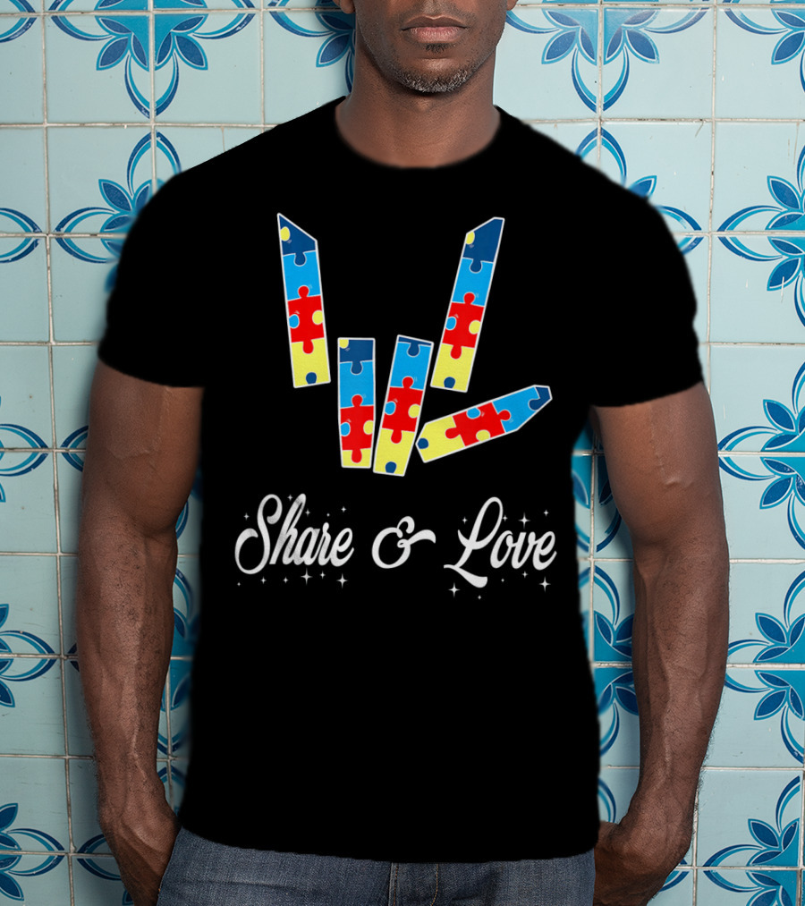Share And Love Autism Awareness Puzzle Pieces T-Shirt
