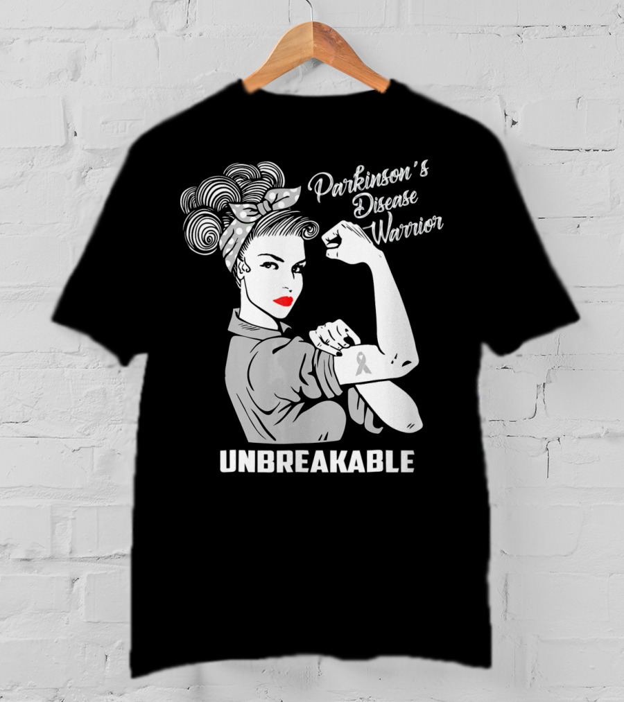 Parkinson's Disease Warrior Unbreakable Rosie The Riveter T-Shirt