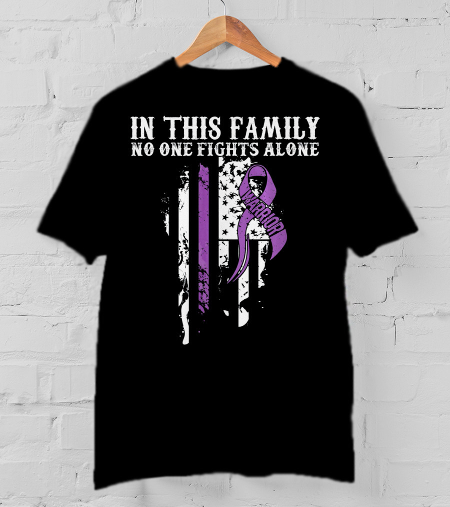 In This Family No One Fights Alone Warrior Epilepsy Awareness T-Shirt