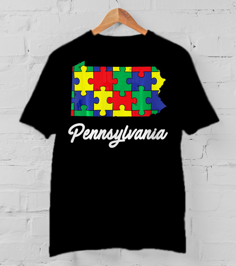 Pennsylvania Autism Puzzle Map Awareness T-Shirt