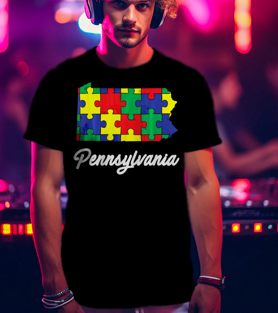 Pennsylvania Autism Puzzle Map Awareness T-Shirt