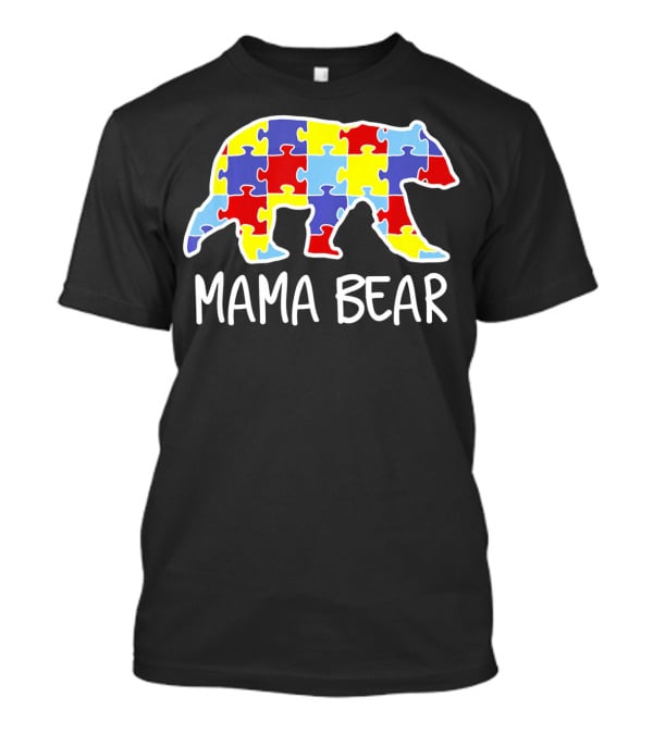 Mama Bear Puzzle Piece Autism Awareness T-Shirt