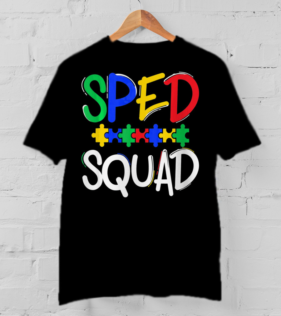 SPED Squad Autism Awareness Puzzle Piece Colors T-Shirt