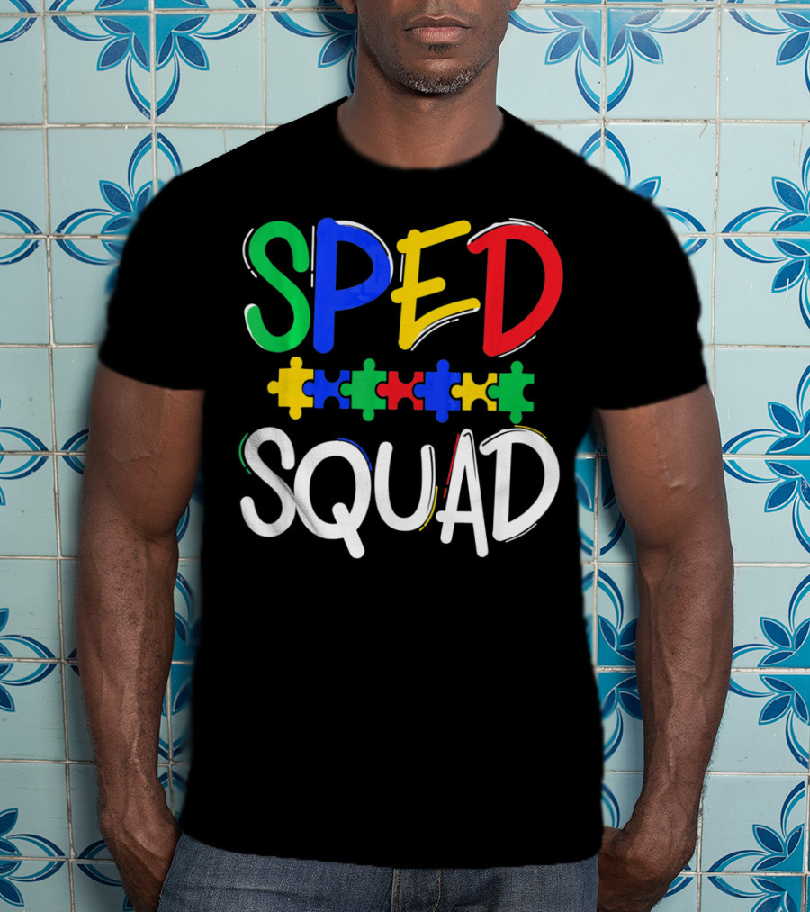 SPED Squad Autism Awareness Puzzle Piece Colors T-Shirt