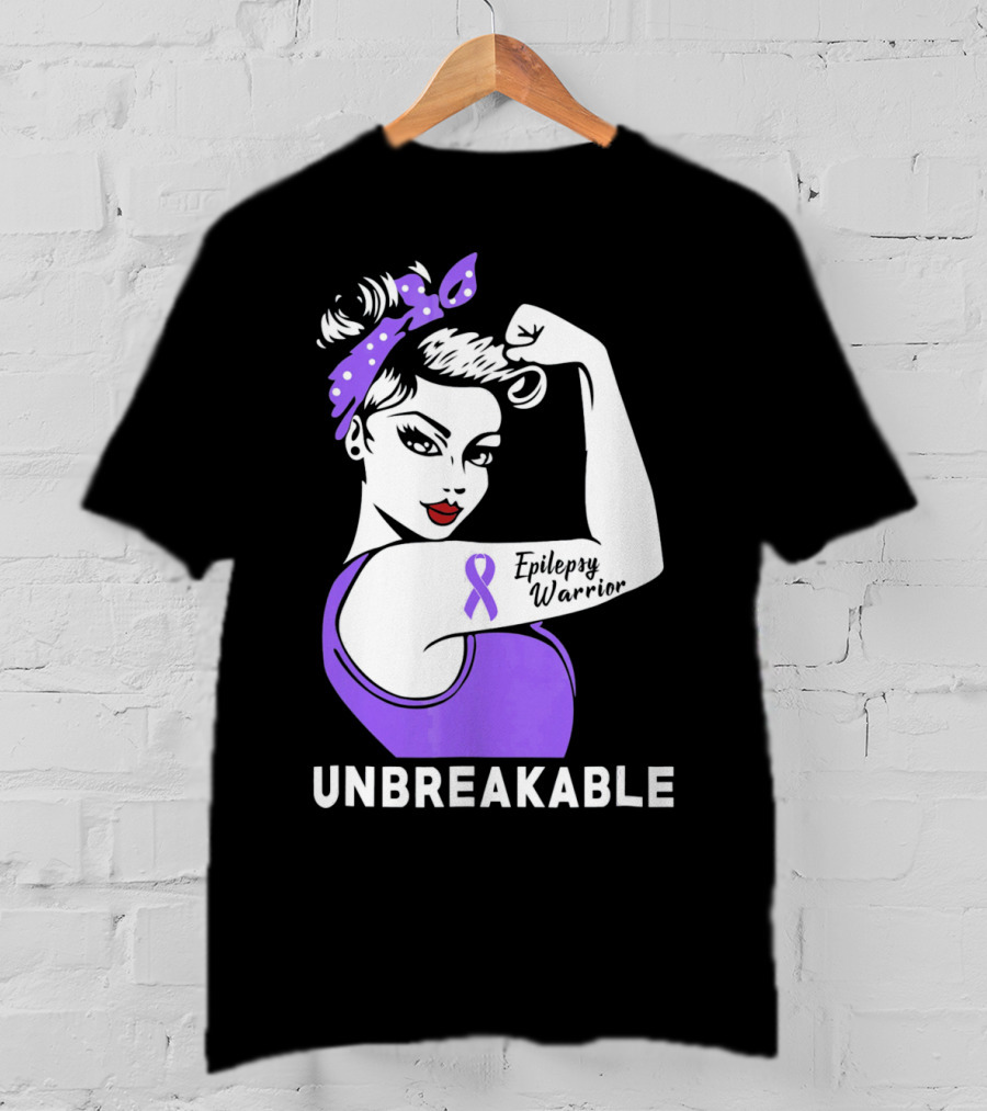 Epilepsy Warrior Unbreakable With Purple T-Shirt