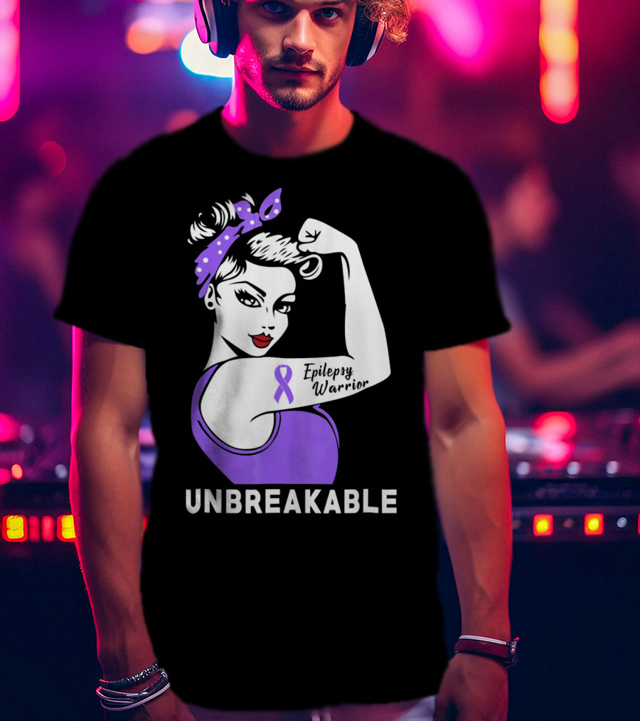 Epilepsy Warrior Unbreakable With Purple T-Shirt