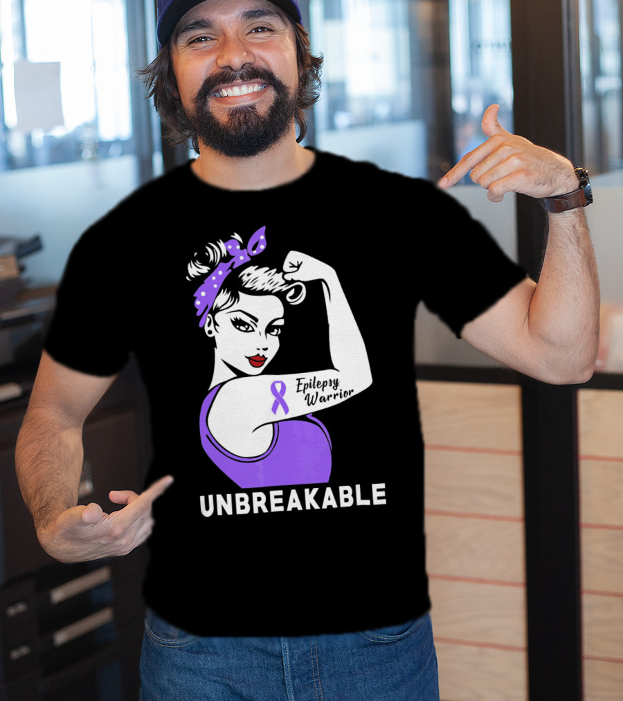 Epilepsy Warrior Unbreakable With Purple T-Shirt