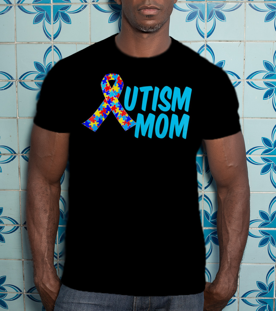 Autism Mom Puzzle Ribbon Awareness T-Shirt