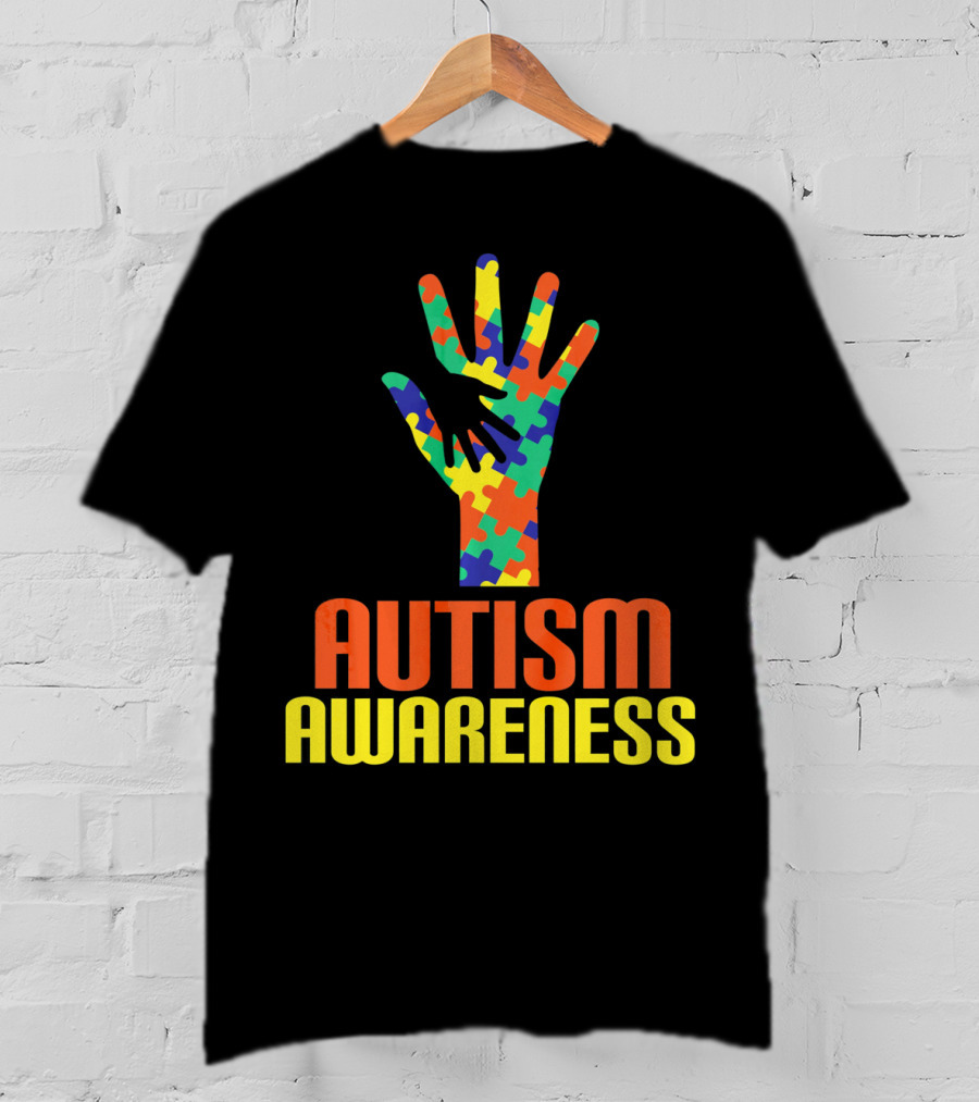 AUTISM AWARENESS Support Autism Speaks Puzzle Piece Hand T-Shirt
