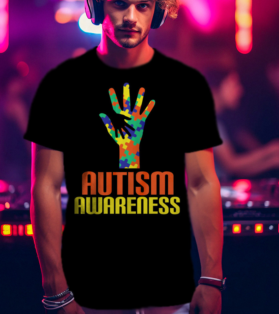 AUTISM AWARENESS Support Autism Speaks Puzzle Piece Hand T-Shirt